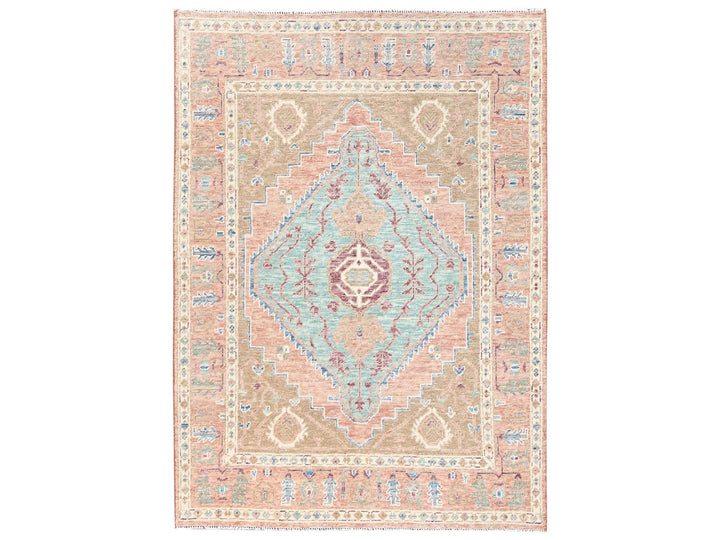 4'10" x 6'10" New Hand Knotted Brown Wool Rectangle Oriental Rug - MOA1022793
