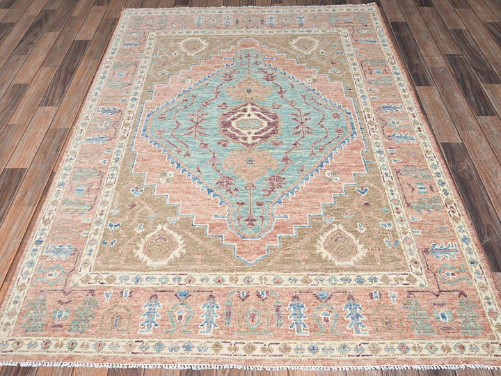 4'10" x 6'10" New Hand Knotted Brown Wool Rectangle Oriental Rug - MOA1022793