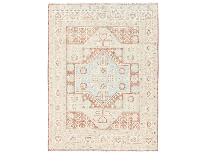 5'0" x 6'10" New Hand Knotted Brown Wool Rectangle Oriental Rug - MOA1022794