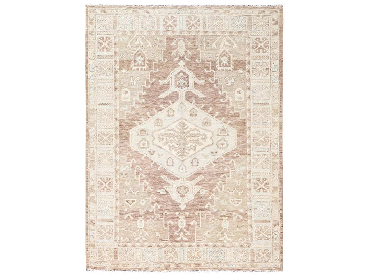 4'11" x 6'9" New Hand Knotted Brown Wool Rectangle Oriental Rug - MOA1022795