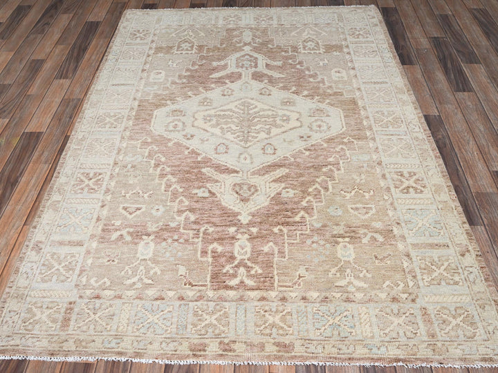 4'11" x 6'9" New Hand Knotted Brown Wool Rectangle Oriental Rug - MOA1022795