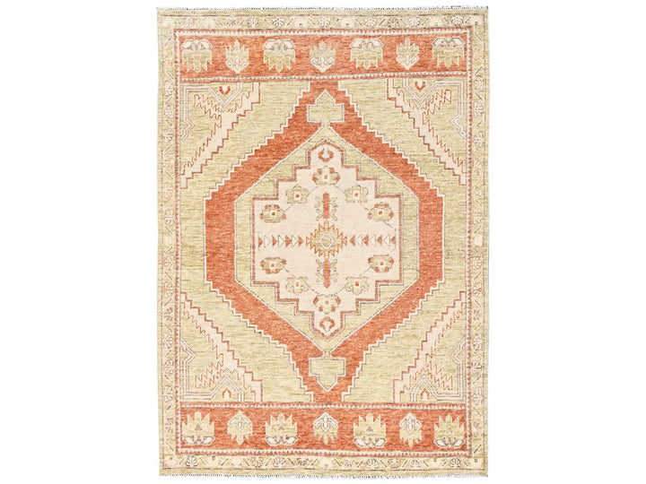 4'10" x 6'9" New Hand Knotted Brown Wool Rectangle Oriental Rug - MOA1022796