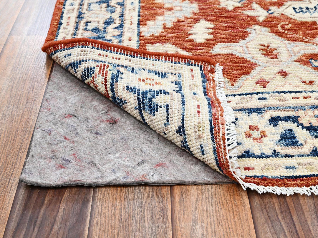4'11" x 6'11" New Hand Knotted Red Wool Rectangle Oriental Rug - MOA1022797