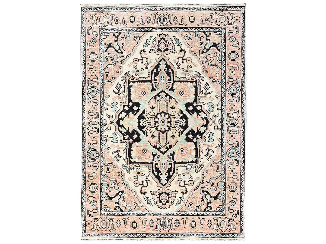 4'10" x 7'0" New Hand Knotted Pink Wool Rectangle Oriental Rug - MOA1022798