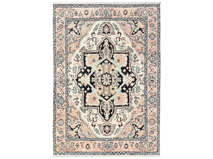 4'10" x 7'0" New Hand Knotted Pink Wool Rectangle Oriental Rug - MOA1022798
