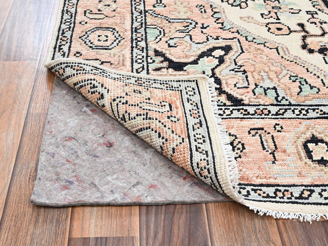 4'10" x 7'0" New Hand Knotted Pink Wool Rectangle Oriental Rug - MOA1022798