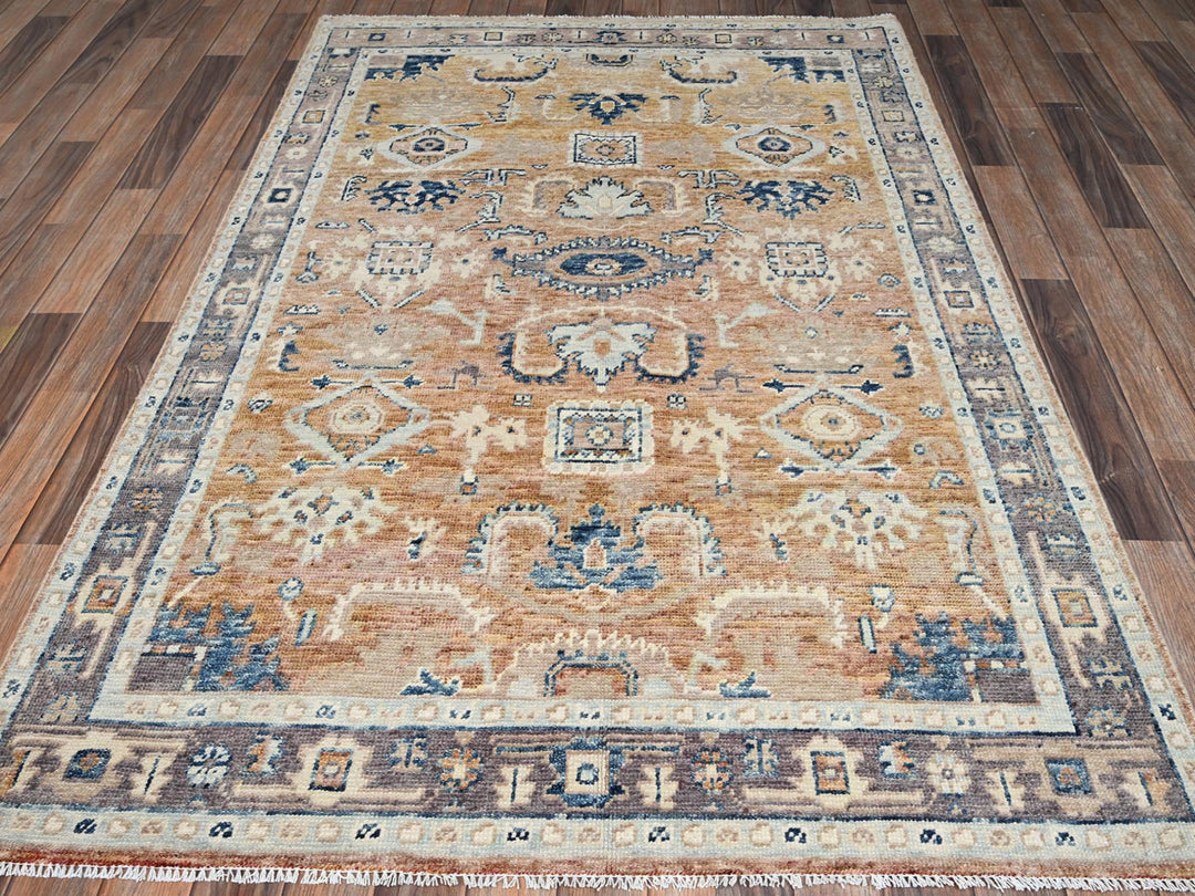 4'8" x 7'0" New Hand Knotted Brown Wool Rectangle Oriental Rug - MOA1022799