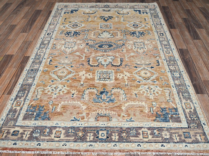 4'8" x 7'0" New Hand Knotted Brown Wool Rectangle Oriental Rug - MOA1022799