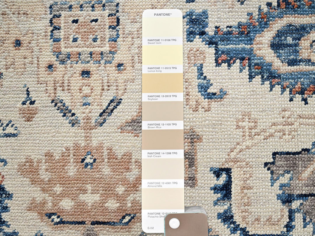 4'10" x 7'1" New Hand Knotted Ivory Wool Rectangle Oriental Rug - MOA1022801