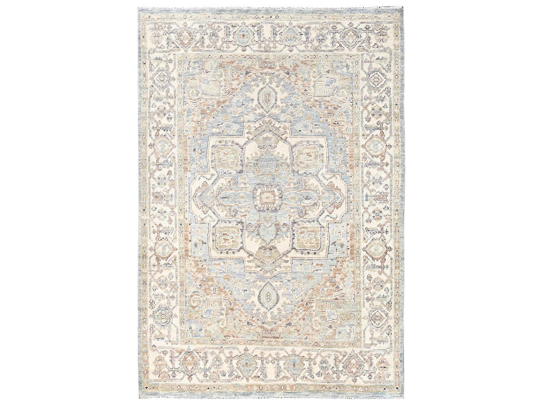 4'9" x 7'0" New Hand Knotted Grey Wool Rectangle Oriental Rug - MOA1022802