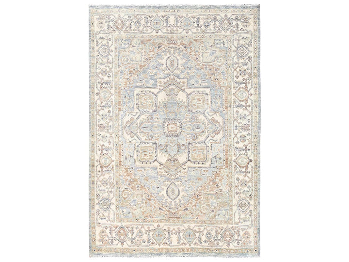 4'9" x 7'0" New Hand Knotted Grey Wool Rectangle Oriental Rug - MOA1022802