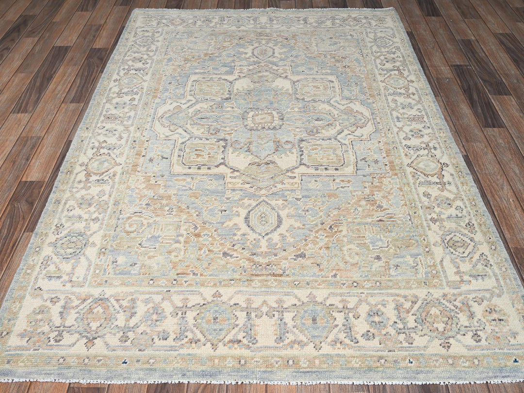 4'9" x 7'0" New Hand Knotted Grey Wool Rectangle Oriental Rug - MOA1022802