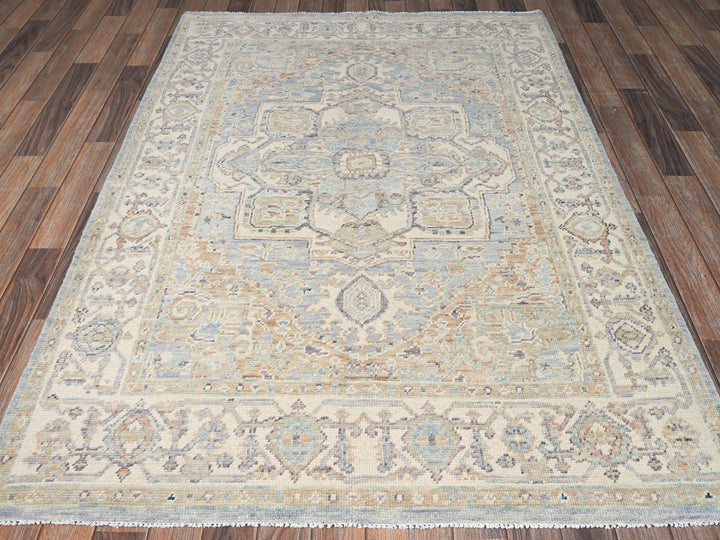 4'9" x 7'0" New Hand Knotted Grey Wool Rectangle Oriental Rug - MOA1022802