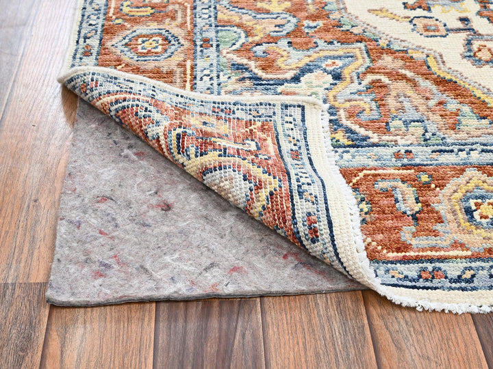 4'10" x 6'9" New Hand Knotted Ivory Wool Rectangle Oriental Rug - MOA1022803