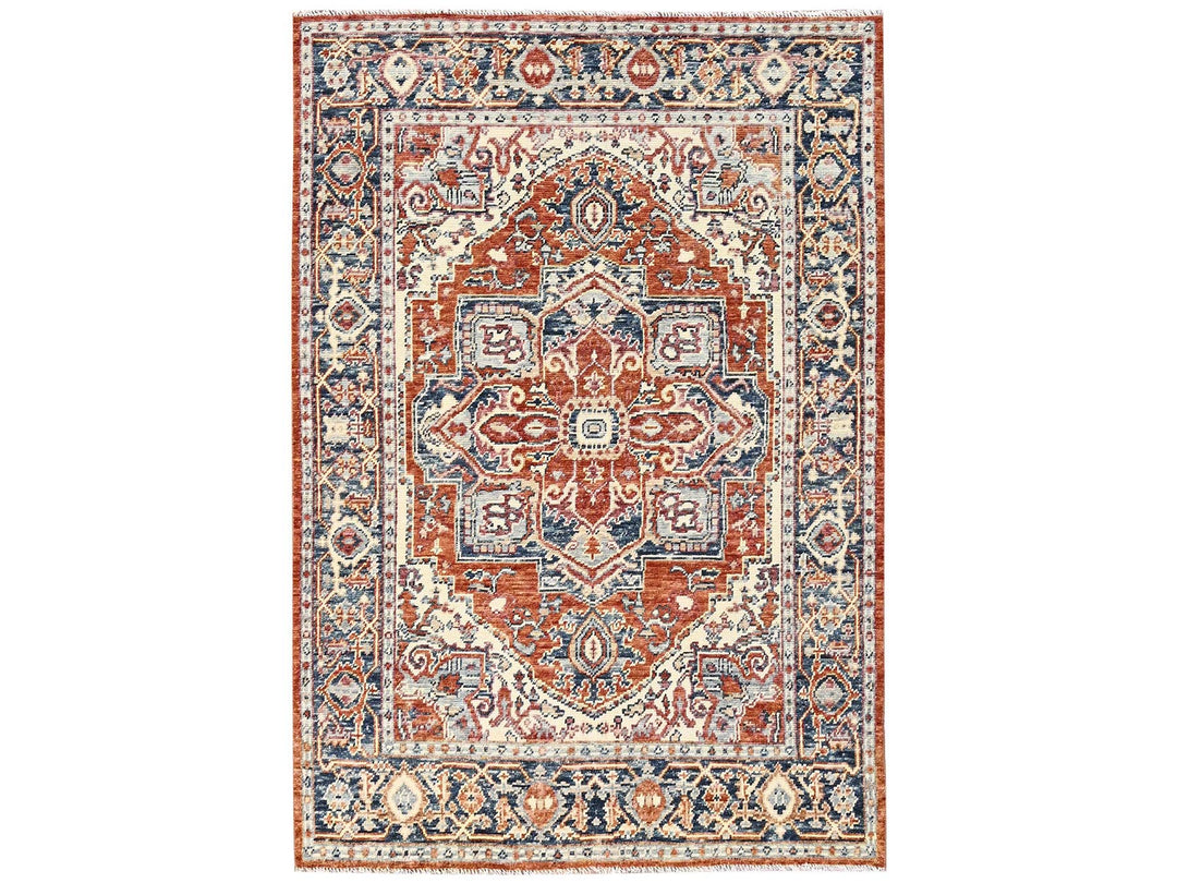 4'9" x 6'9" New Hand Knotted Red Wool Rectangle Oriental Rug - MOA1022804