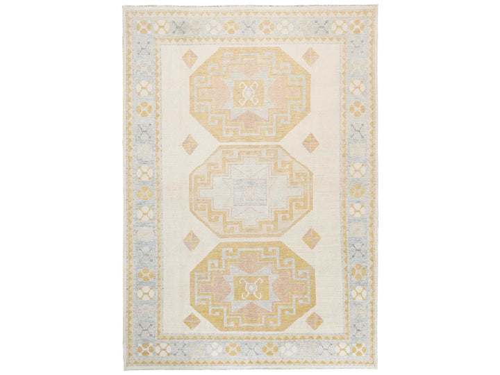 9'7" x 13'11" New Hand Knotted Ivory Wool Rectangle Oriental Rug - MOA1022806