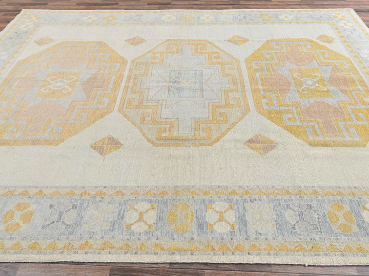 9'7" x 13'11" New Hand Knotted Ivory Wool Rectangle Oriental Rug - MOA1022806