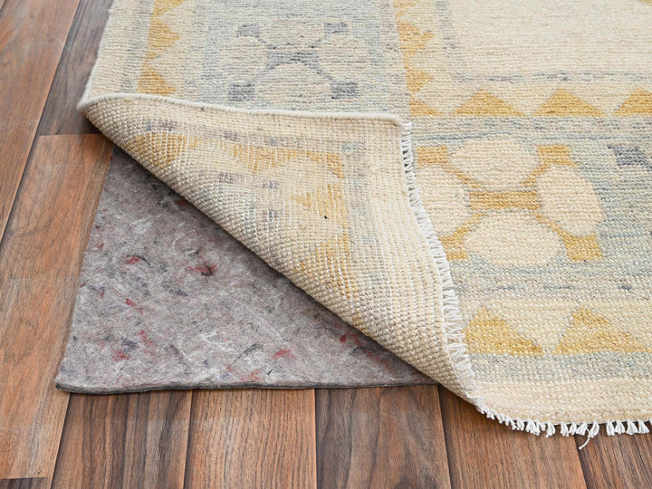 9'7" x 13'11" New Hand Knotted Ivory Wool Rectangle Oriental Rug - MOA1022806