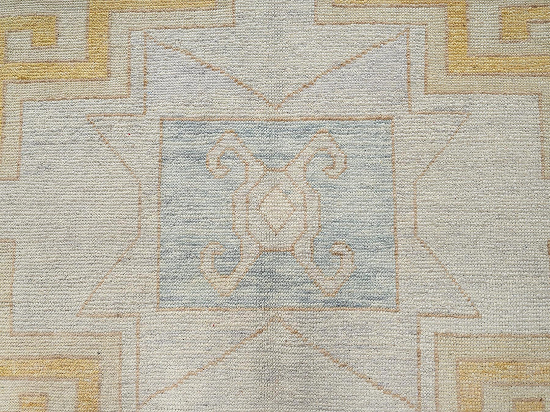 9'7" x 13'11" New Hand Knotted Ivory Wool Rectangle Oriental Rug - MOA1022806