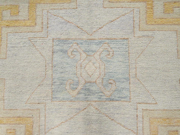9'7" x 13'11" New Hand Knotted Ivory Wool Rectangle Oriental Rug - MOA1022806