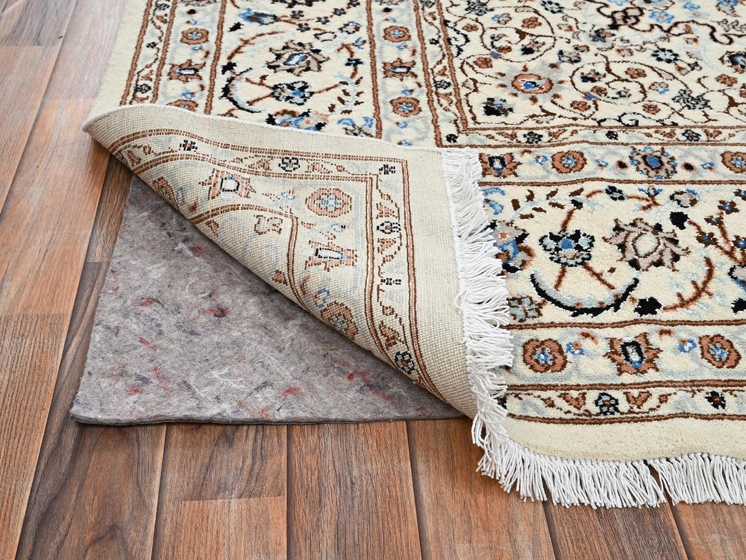 8'0" x 10'1" New Hand Knotted Ivory Wool & Silk Rectangle Oriental Rug - MOA1022807