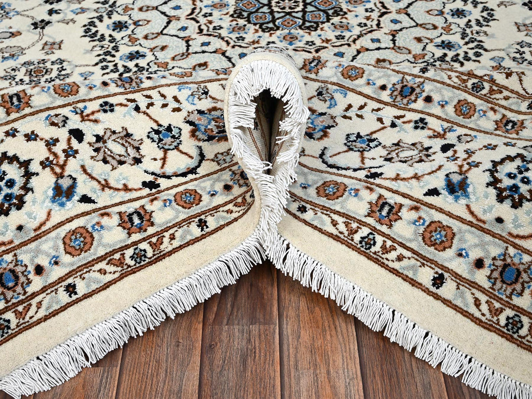 8'0" x 10'1" New Hand Knotted Ivory Wool & Silk Rectangle Oriental Rug - MOA1022807