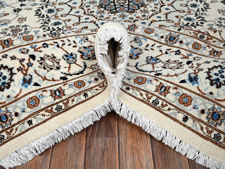 8'0" x 10'1" New Hand Knotted Ivory Wool & Silk Rectangle Oriental Rug - MOA1022807