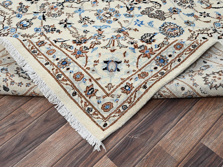 8'0" x 10'1" New Hand Knotted Ivory Wool & Silk Rectangle Oriental Rug - MOA1022807