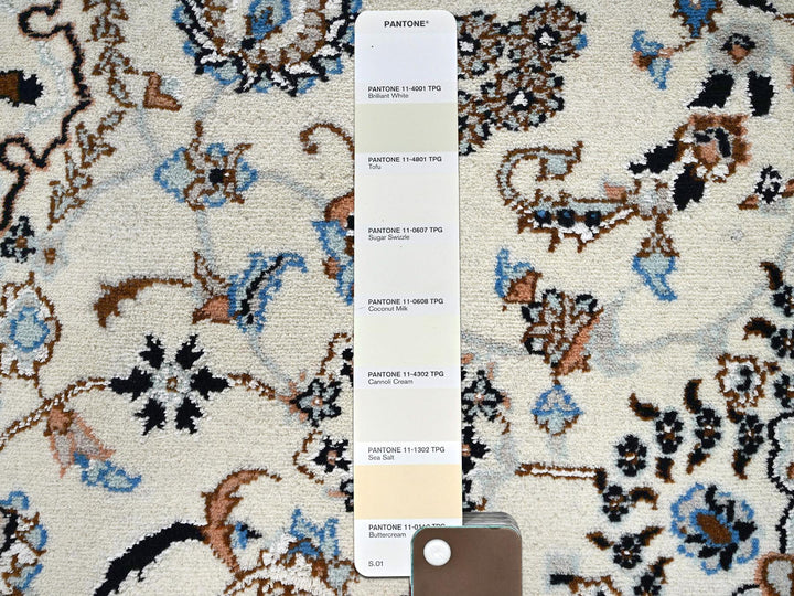 8'0" x 10'1" New Hand Knotted Ivory Wool & Silk Rectangle Oriental Rug - MOA1022807