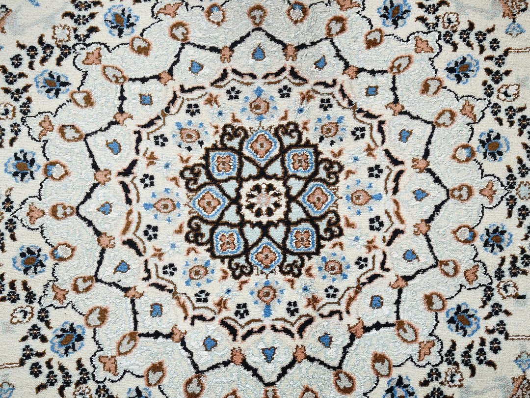 8'0" x 10'1" New Hand Knotted Ivory Wool & Silk Rectangle Oriental Rug - MOA1022807