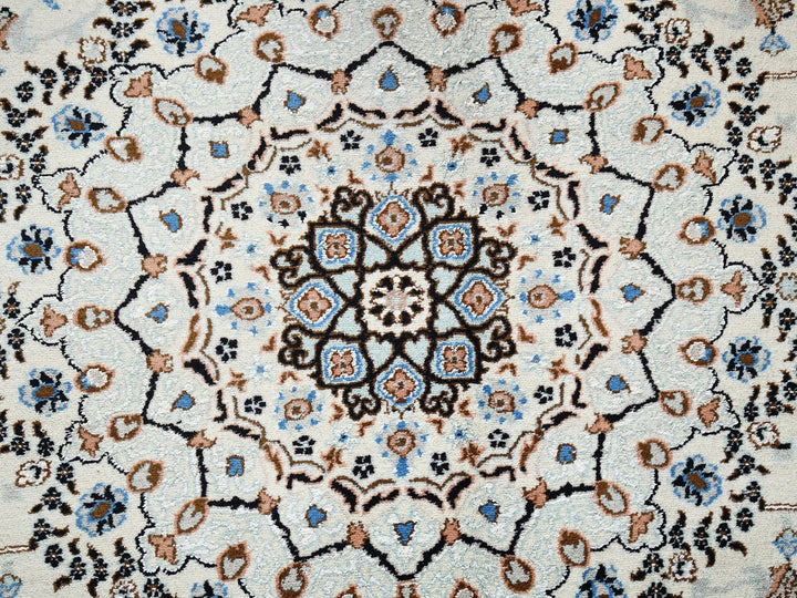 8'0" x 10'1" New Hand Knotted Ivory Wool & Silk Rectangle Oriental Rug - MOA1022807