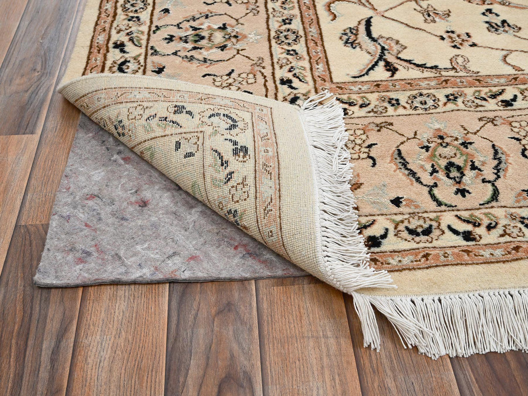 8'0" x 10'1" New Hand Knotted Ivory Wool & Silk Rectangle Oriental Rug - MOA1022808