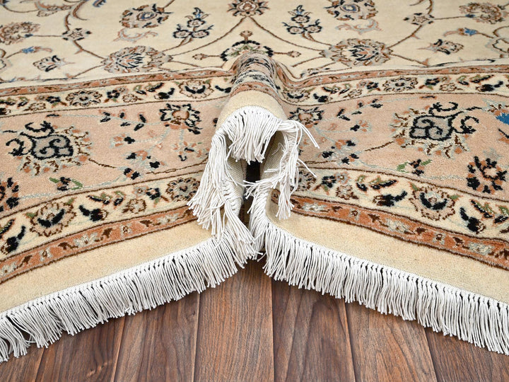 8'0" x 10'1" New Hand Knotted Ivory Wool & Silk Rectangle Oriental Rug - MOA1022808