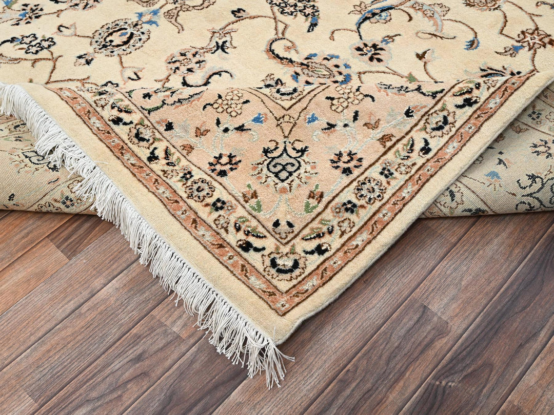 8'0" x 10'1" New Hand Knotted Ivory Wool & Silk Rectangle Oriental Rug - MOA1022808