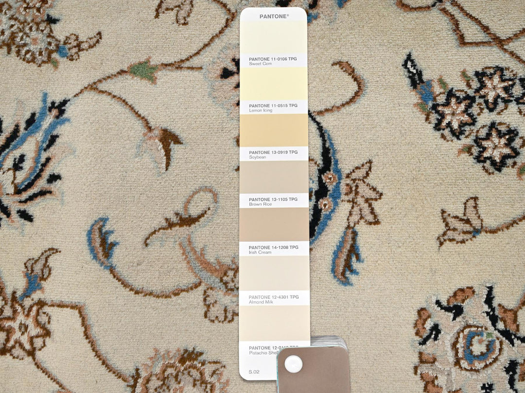 8'0" x 10'1" New Hand Knotted Ivory Wool & Silk Rectangle Oriental Rug - MOA1022808