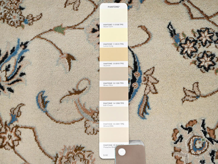 8'0" x 10'1" New Hand Knotted Ivory Wool & Silk Rectangle Oriental Rug - MOA1022808