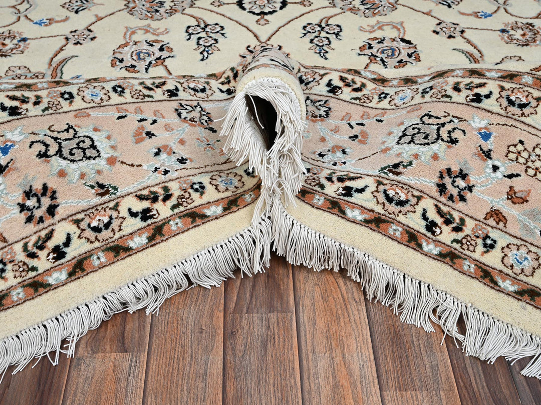 8'0" x 10'3" New Hand Knotted Ivory Wool & Silk Rectangle Oriental Rug - MOA1022809