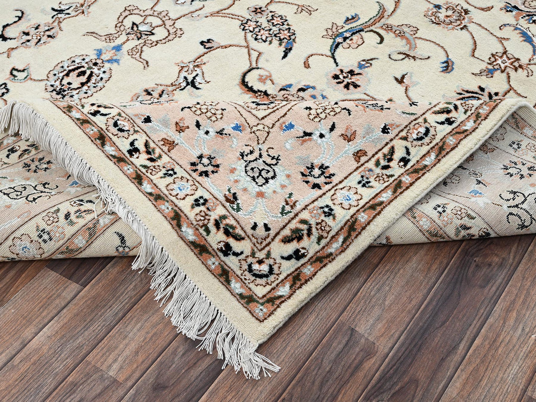 8'0" x 10'3" New Hand Knotted Ivory Wool & Silk Rectangle Oriental Rug - MOA1022809