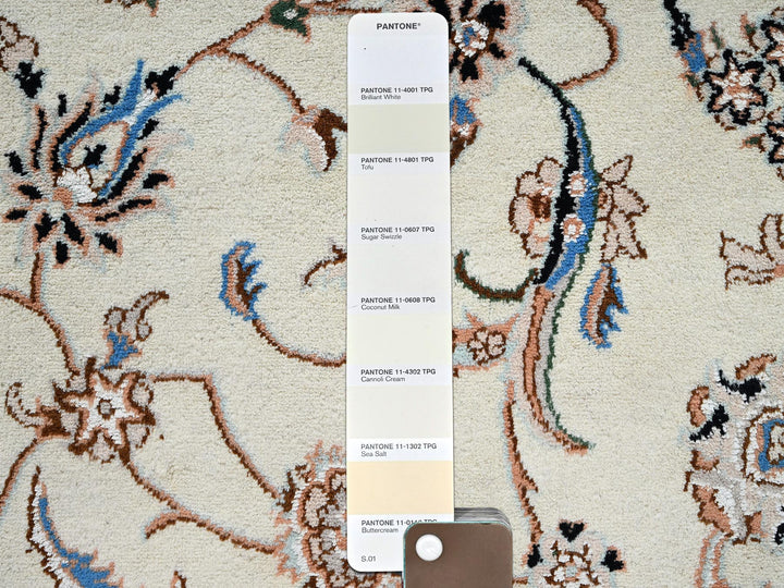 8'0" x 10'3" New Hand Knotted Ivory Wool & Silk Rectangle Oriental Rug - MOA1022809