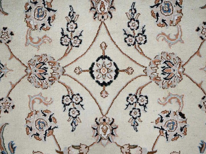 8'0" x 10'3" New Hand Knotted Ivory Wool & Silk Rectangle Oriental Rug - MOA1022809