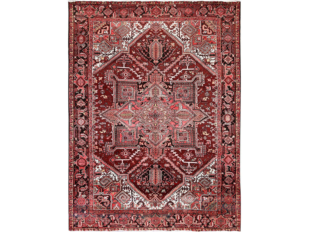 7'10" x 10'6" Vintage Hand Knotted Red Wool Rectangle Oriental Rug - MOA102280