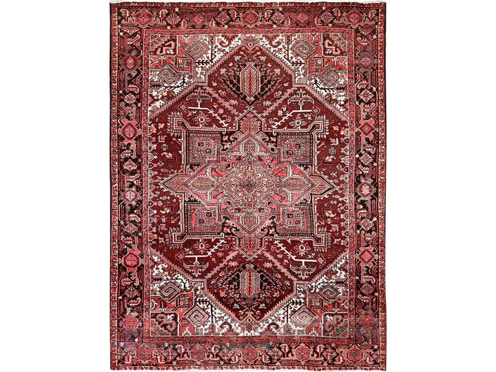 7'10" x 10'6" Vintage Hand Knotted Red Wool Rectangle Oriental Rug - MOA102280