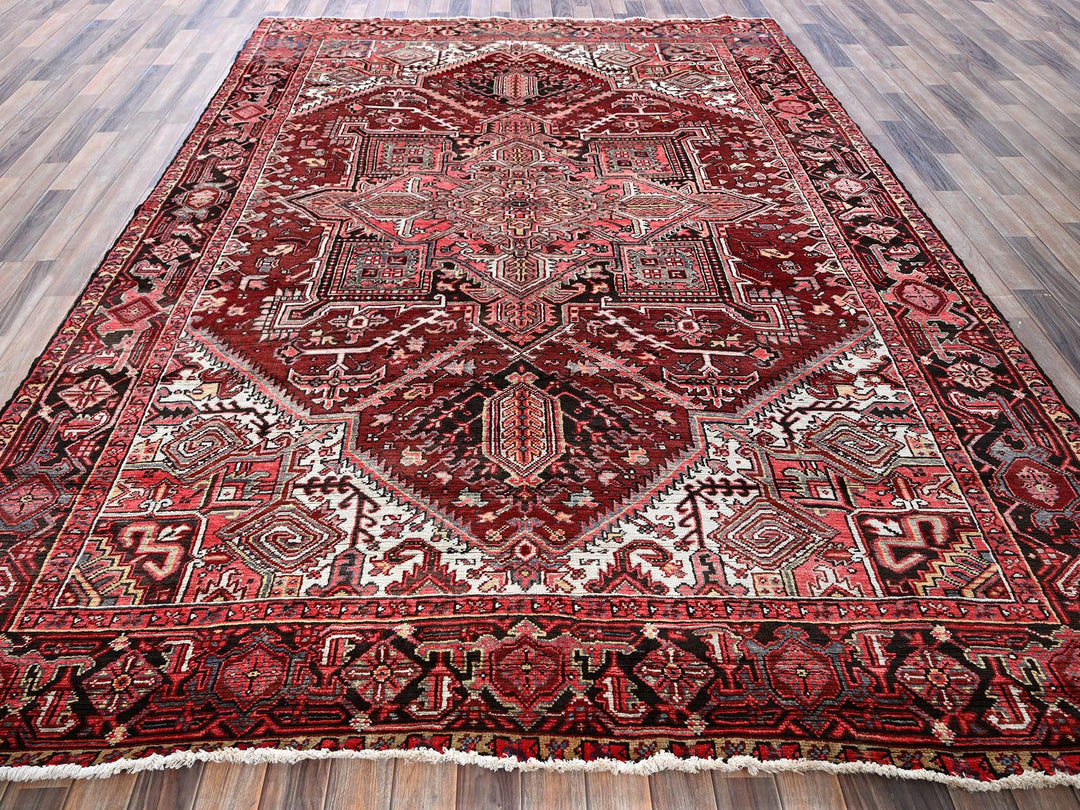 7'10" x 10'6" Vintage Hand Knotted Red Wool Rectangle Oriental Rug - MOA102280
