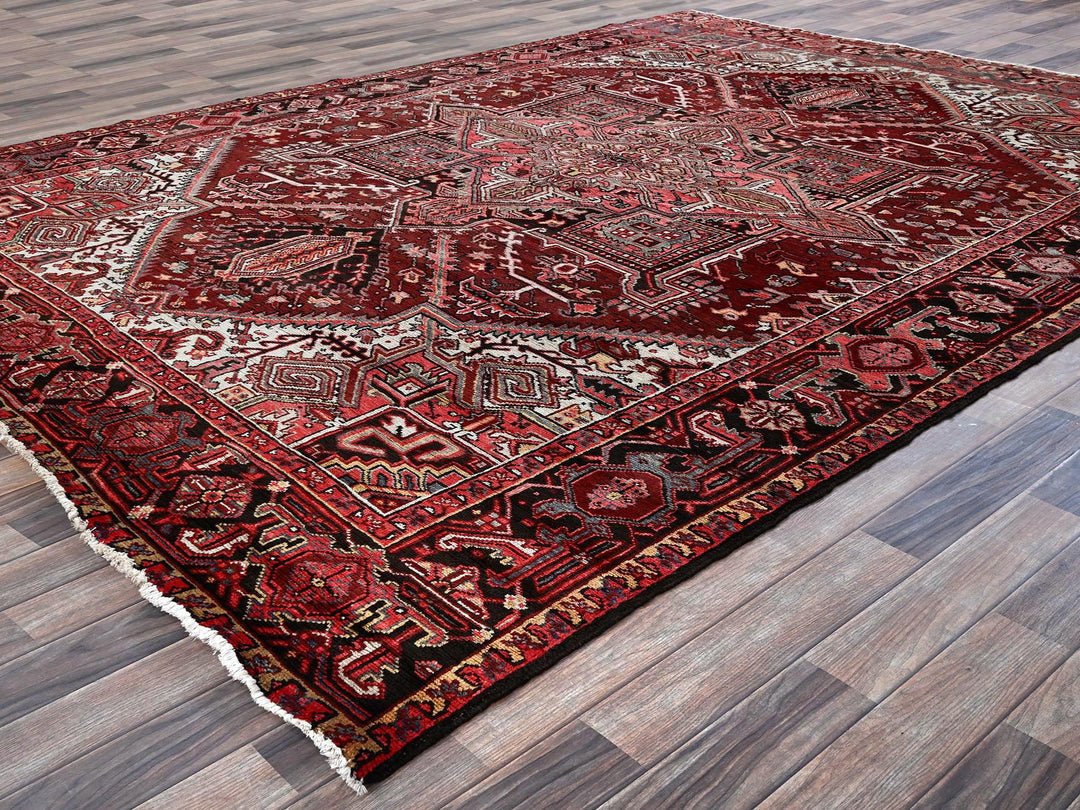 7'10" x 10'6" Vintage Hand Knotted Red Wool Rectangle Oriental Rug - MOA102280
