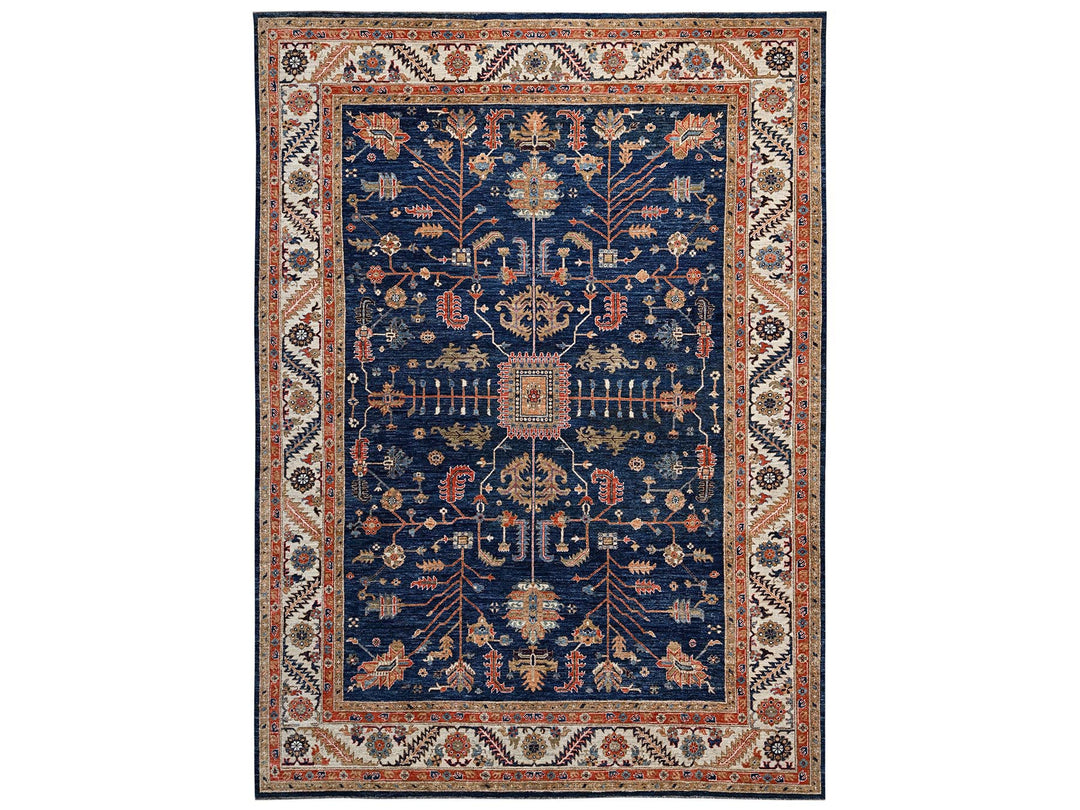 9'10" x 13'8" New Hand Knotted Blue Wool Rectangle Oriental Rug - MOA1022810
