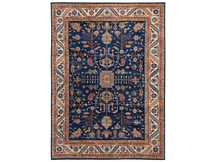 9'10" x 13'8" New Hand Knotted Blue Wool Rectangle Oriental Rug - MOA1022810