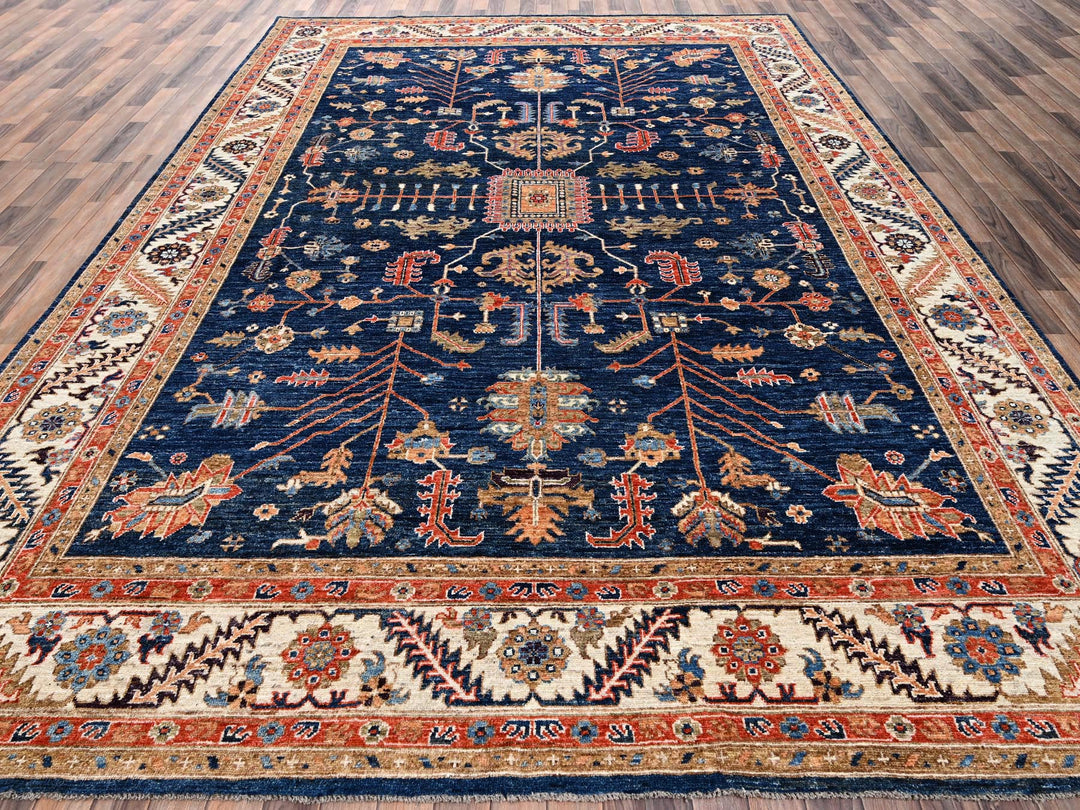 9'10" x 13'8" New Hand Knotted Blue Wool Rectangle Oriental Rug - MOA1022810