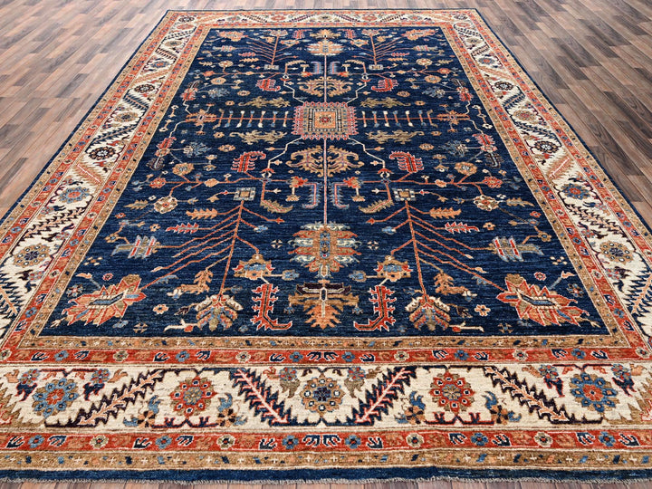 9'10" x 13'8" New Hand Knotted Blue Wool Rectangle Oriental Rug - MOA1022810