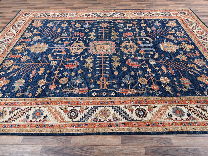 9'10" x 13'8" New Hand Knotted Blue Wool Rectangle Oriental Rug - MOA1022810