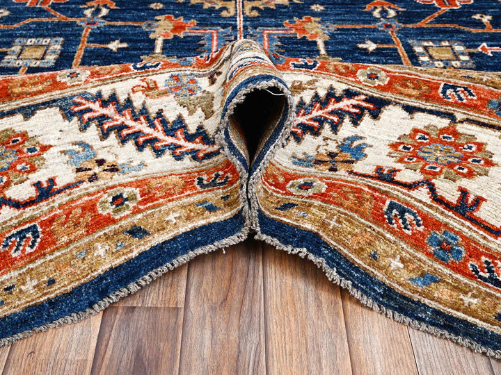 9'10" x 13'8" New Hand Knotted Blue Wool Rectangle Oriental Rug - MOA1022810